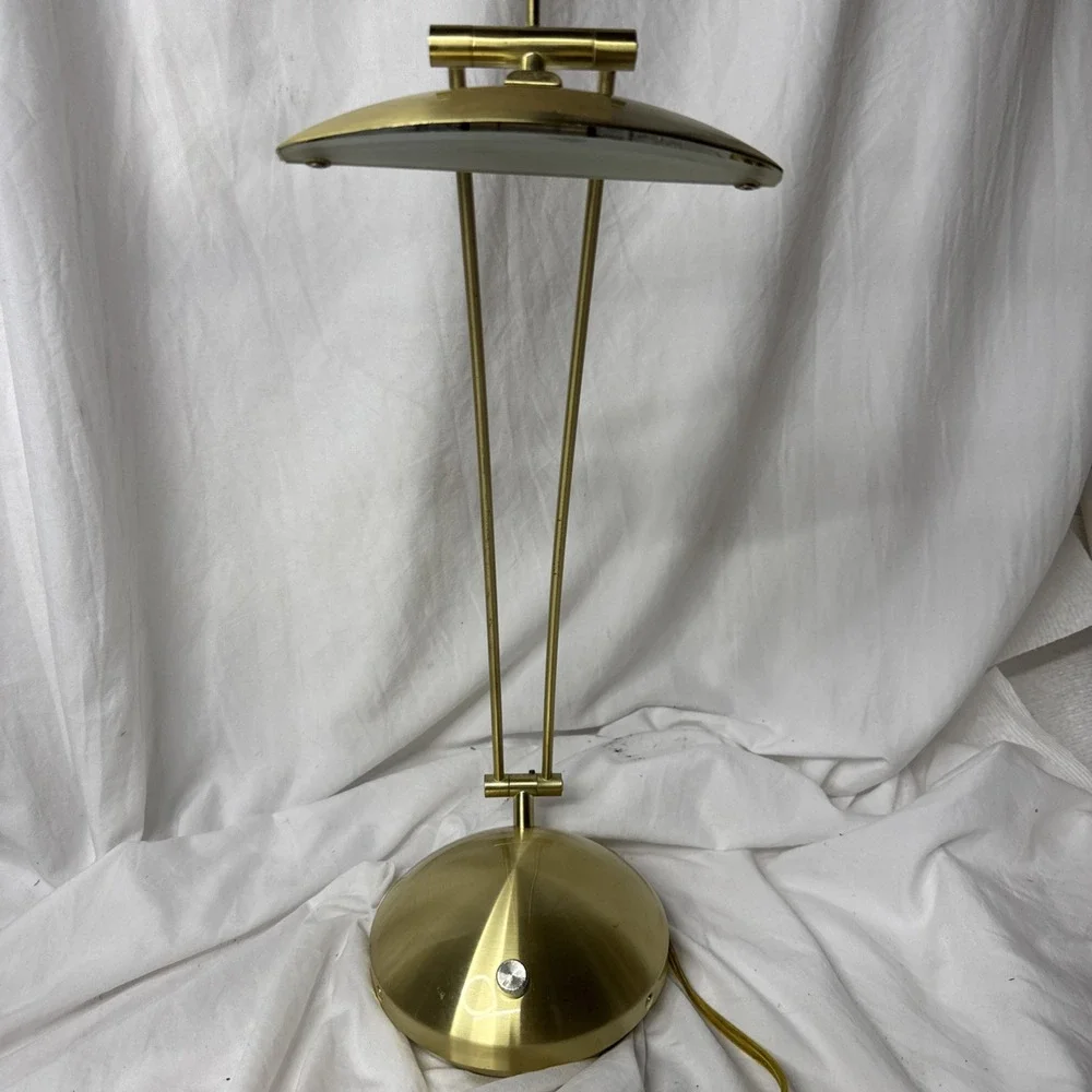 Vintage PostModern Brass Halogen Desk Lamp Lite Source LS3616 Retro 90's Dimmer